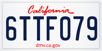CA license plate 6TTF079