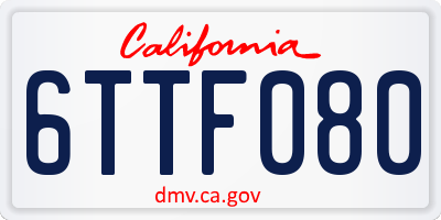 CA license plate 6TTF080