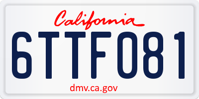 CA license plate 6TTF081