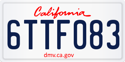 CA license plate 6TTF083