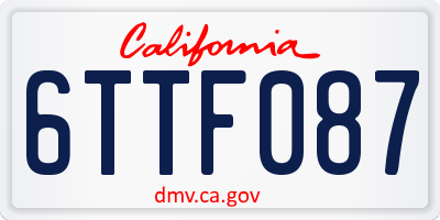 CA license plate 6TTF087