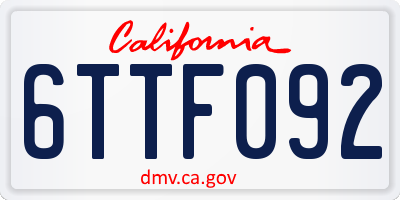 CA license plate 6TTF092