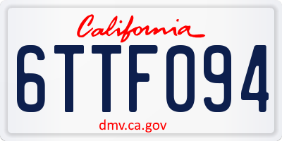 CA license plate 6TTF094