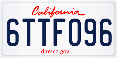 CA license plate 6TTF096