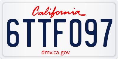 CA license plate 6TTF097