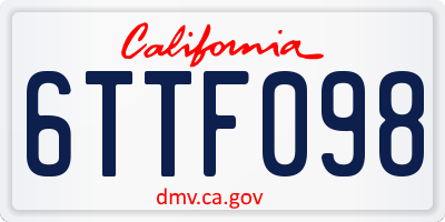 CA license plate 6TTF098