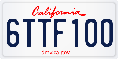 CA license plate 6TTF100