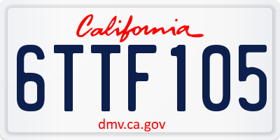 CA license plate 6TTF105