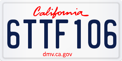 CA license plate 6TTF106