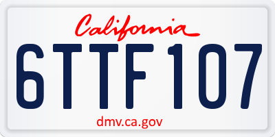 CA license plate 6TTF107