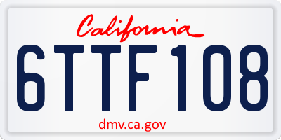 CA license plate 6TTF108