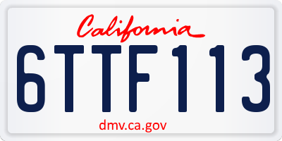 CA license plate 6TTF113