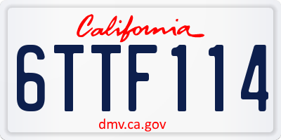 CA license plate 6TTF114