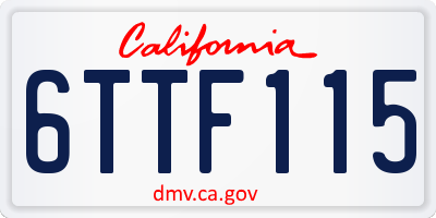 CA license plate 6TTF115