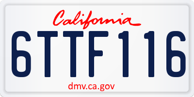 CA license plate 6TTF116