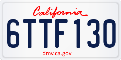 CA license plate 6TTF130