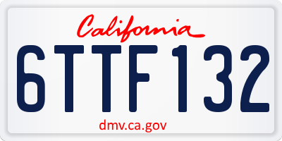 CA license plate 6TTF132