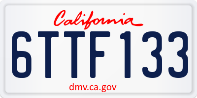 CA license plate 6TTF133