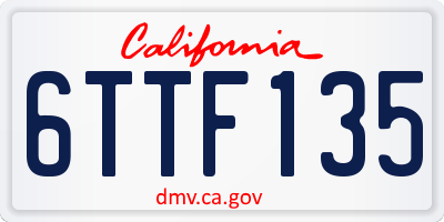 CA license plate 6TTF135