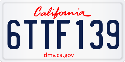 CA license plate 6TTF139