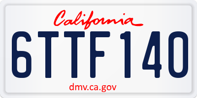 CA license plate 6TTF140
