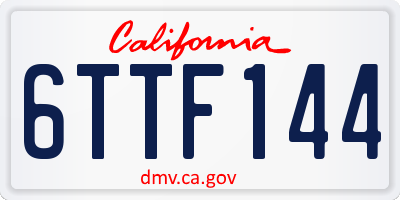 CA license plate 6TTF144