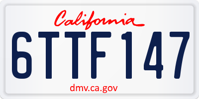 CA license plate 6TTF147