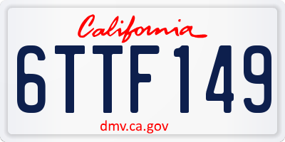 CA license plate 6TTF149