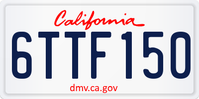 CA license plate 6TTF150
