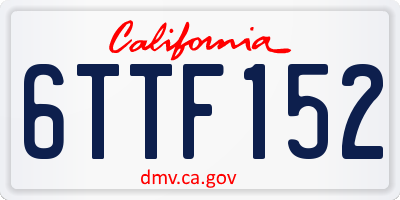CA license plate 6TTF152