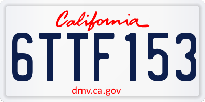 CA license plate 6TTF153