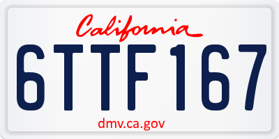 CA license plate 6TTF167