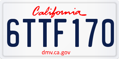 CA license plate 6TTF170
