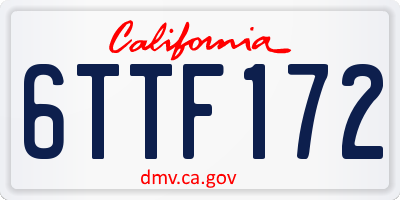 CA license plate 6TTF172