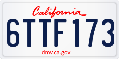 CA license plate 6TTF173