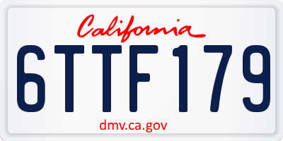 CA license plate 6TTF179