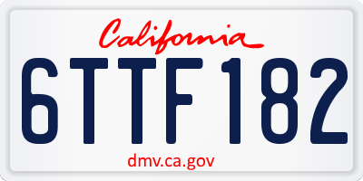 CA license plate 6TTF182