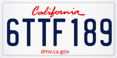 CA license plate 6TTF189