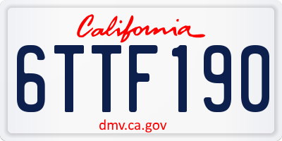 CA license plate 6TTF190