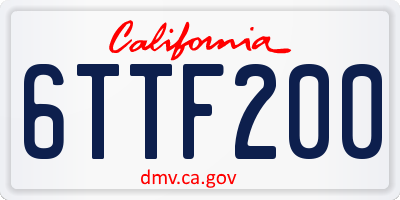 CA license plate 6TTF200