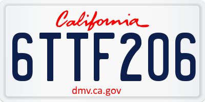CA license plate 6TTF206