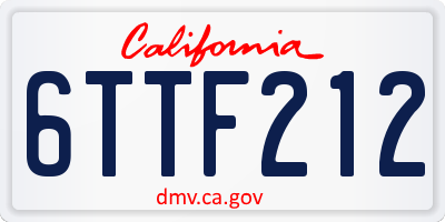 CA license plate 6TTF212