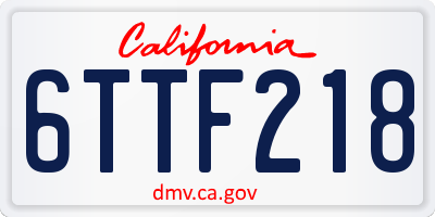 CA license plate 6TTF218