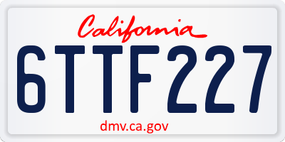 CA license plate 6TTF227
