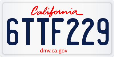 CA license plate 6TTF229