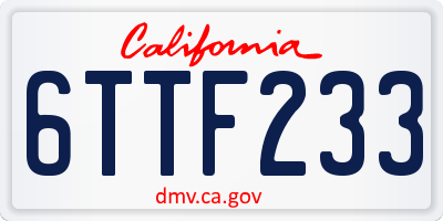 CA license plate 6TTF233