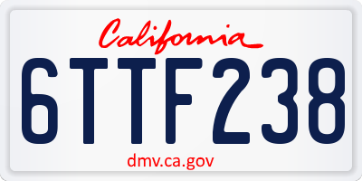 CA license plate 6TTF238