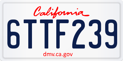 CA license plate 6TTF239