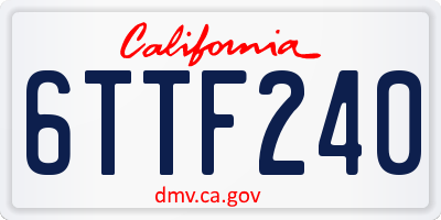 CA license plate 6TTF240