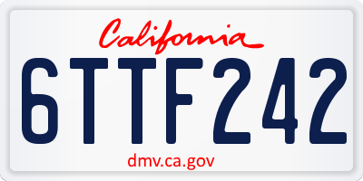 CA license plate 6TTF242